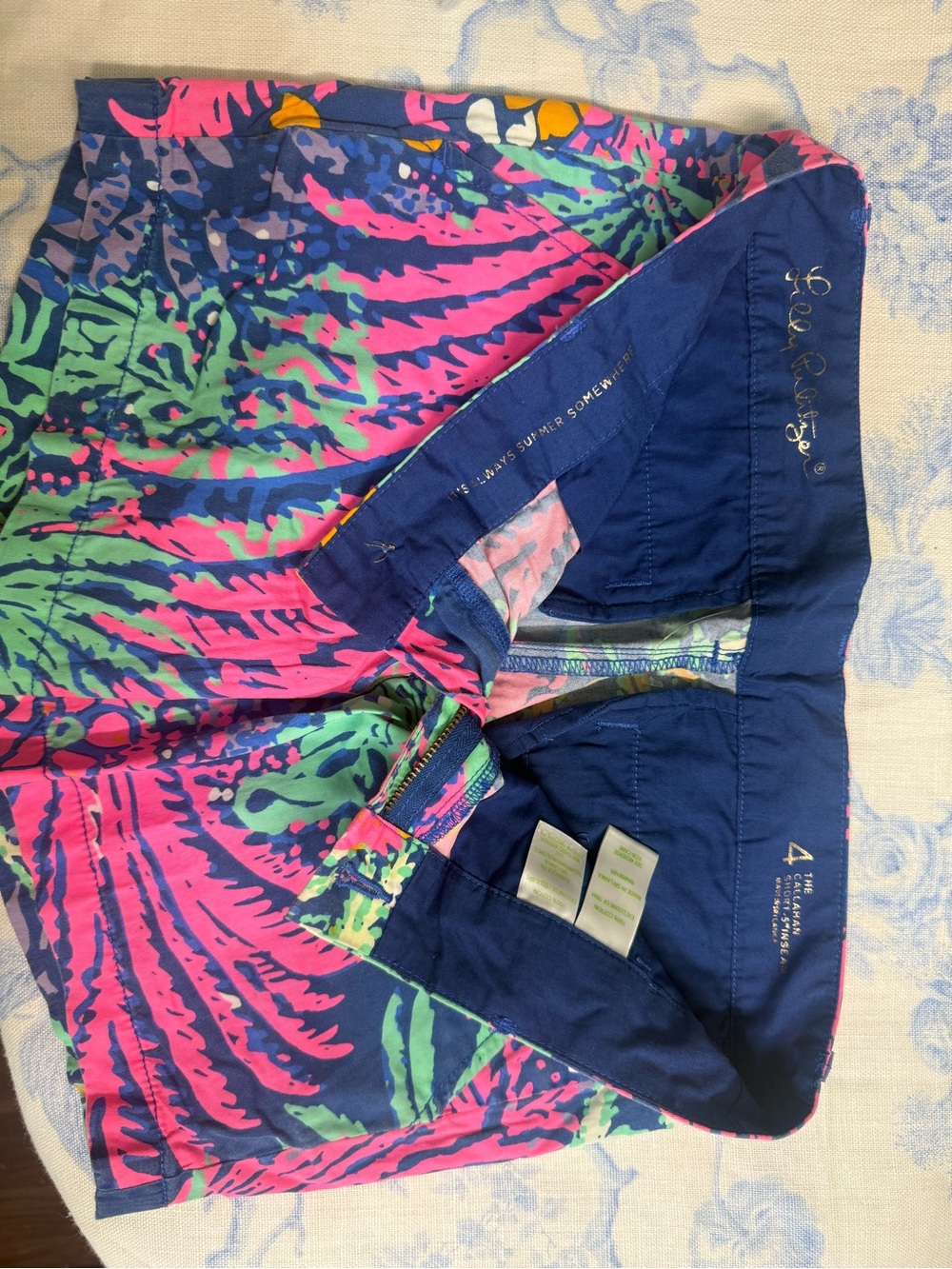 Lilly Pulitzer Neon Palm Print Skort in Pink, Blue & Green